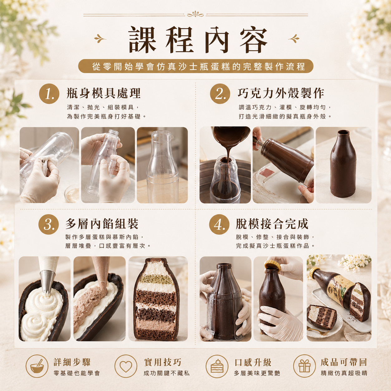 仿真沙士瓶蛋糕|3D巧克力外殼與多層慕斯實作課