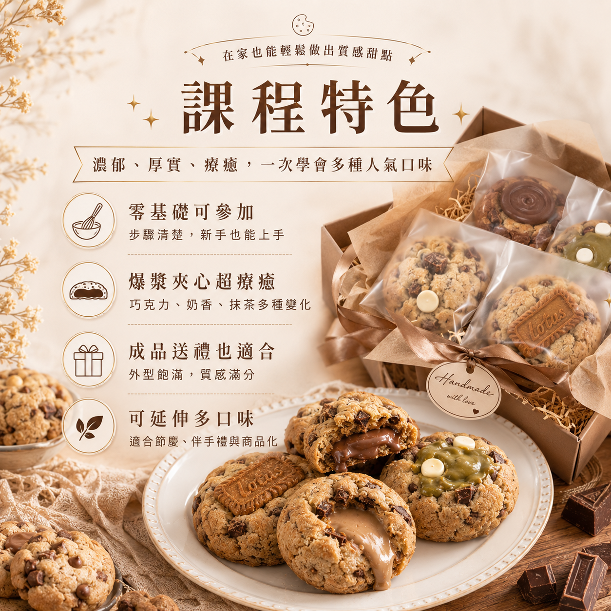 英式厚芯爆漿曲奇｜外酥內軟與夾心實作課