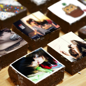 Customized photo brownies, SU that talks to handmade desserts...