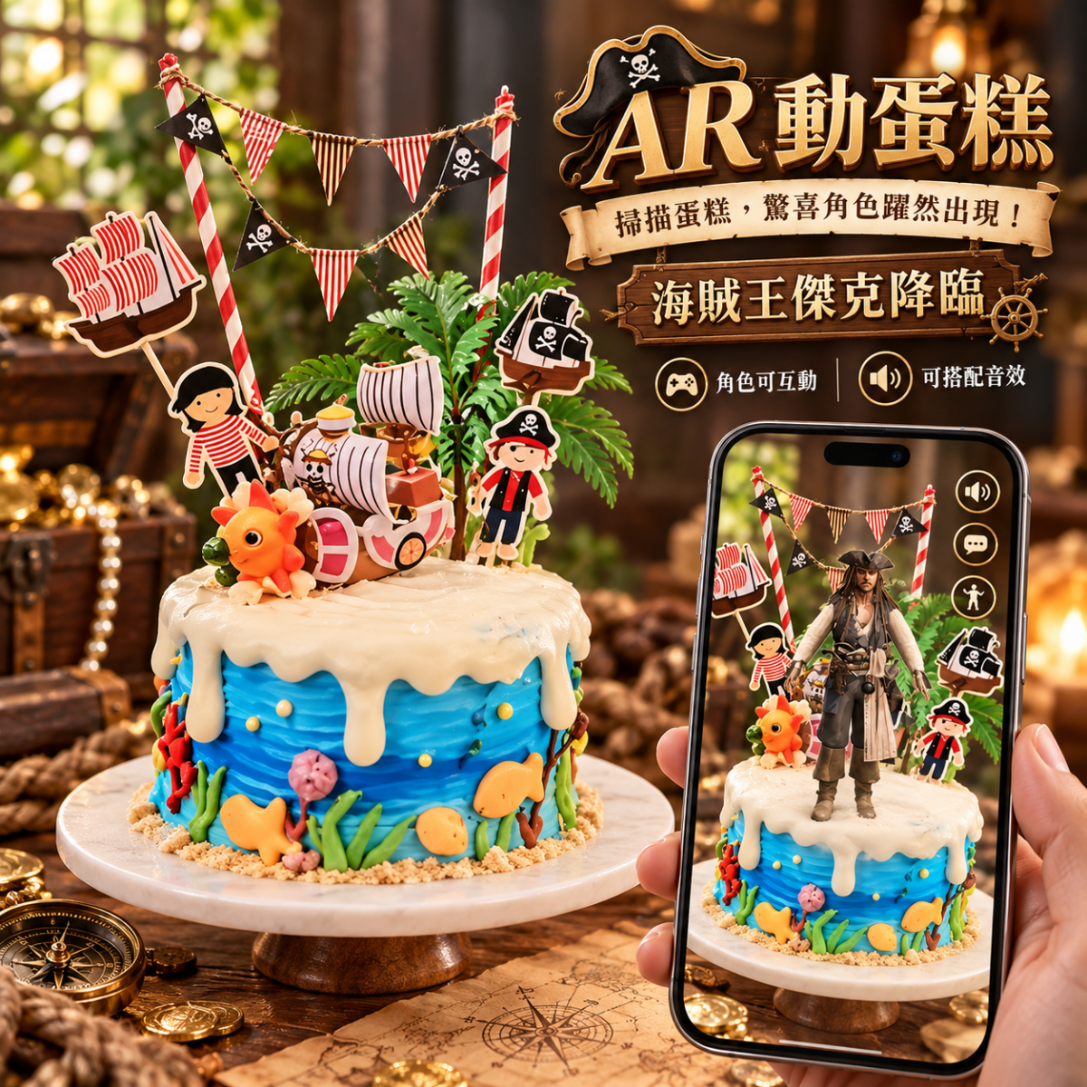 susan susan,免費升級冰淇淋|全台可宅|限量需預約日期|24H內到貨請電0227945616 X 會動有聲__神鬼奇航傑克船長 ( dessert365授權世界獨家專利"動蛋糕"、附上海賊王電影專屬場景，造型不定期調整，陪孩子、壽星一起完成裝飾的慶祝時光 by 與手工甜點對話的SUSAN - 生日蛋糕、冰淇淋蛋糕、客製化造型蛋糕、法式塔等手工甜點專賣 | #*。.) ##...  ....####,